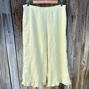 Bryn Walker Linen Wide Leg Crop Ruffle Pant Yellow M